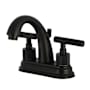 Kingston Brass Convergent 1.2 GPM Centerset Bathroom Faucet with Pop-Up Drain Assembly and Knurled Lever Handles Matte Black