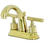 Kingston Brass Convergent 1.2 GPM Centerset Bathroom Faucet with Pop-Up Drain Assembly and Knurled Lever Handles Polished Brass