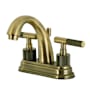 Kingston Brass Convergent 1.2 GPM Centerset Bathroom Faucet with Pop-Up Drain Assembly and Knurled Lever Handles Antique Brass