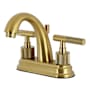 Kingston Brass Convergent 1.2 GPM Centerset Bathroom Faucet with Pop-Up Drain Assembly and Knurled Lever Handles Brushed Brass