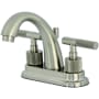 Kingston Brass Convergent 1.2 GPM Centerset Bathroom Faucet with Pop-Up Drain Assembly and Knurled Lever Handles Brushed Nickel
