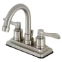 Kingston Brass NuWave 1.2 GPM Centerset Bathroom Faucet with Pop-Up Drain Assembly Brushed Nickel