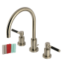 Kingston Brass Kaiser 1.2 GPM Widespread Bathroom Faucet with Pop-Up Drain Assembly Brushed Nickel