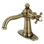 Kingston Brass Nautical 1.2 GPM Deck Mounted Single Hole Bathroom Faucet with Push Pop-Up Drain Assembly Antique Brass