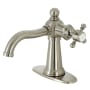 Kingston Brass Nautical 1.2 GPM Deck Mounted Single Hole Bathroom Faucet with Pop-Up Drain Assembly - Includes Escutcheon Brushed Nickel