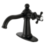 Kingston Brass Nautical 1.2 GPM Deck Mounted Single Hole Bathroom Faucet with Pop-Up Drain Assembly - Includes Escutcheon Matte Black