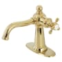 Kingston Brass Nautical 1.2 GPM Deck Mounted Single Hole Bathroom Faucet with Push Pop-Up Drain Assembly Polished Brass