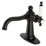 Kingston Brass Nautical 1.2 GPM Deck Mounted Single Hole Bathroom Faucet with Push Pop-Up Drain Assembly Matte Black