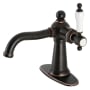 Kingston Brass Nautical 1.2 GPM Deck Mounted Single Hole Bathroom Faucet with Push Pop-Up Drain Assembly Naples Bronze