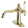 Kingston Brass Nautical 1.2 GPM Deck Mounted Single Hole Bathroom Faucet with Push Pop-Up Drain Assembly Polished Brass