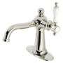 Kingston Brass Nautical 1.2 GPM Deck Mounted Single Hole Bathroom Faucet with Push Pop-Up Drain Assembly Polished Nickel