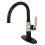 Kingston Brass Whitaker 1.2 GPM Deck Mounted Single Hole Bathroom Faucet with Push Pop-Up Drain Assembly Matte Black / Polished Nickel