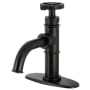 Kingston Brass Fuller 1.2 GPM Single Hole Bathroom Faucet with Pop-Up Drain Assembly Matte Black