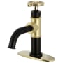 Kingston Brass Fuller 1.2 GPM Single Hole Bathroom Faucet with Pop-Up Drain Assembly Matte Black / Polished Brass