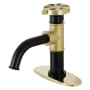 Kingston Brass Belknap 1.2 GPM Deck Mounted Single Hole Bathroom Faucet with Pop-Up Drain Assembly - Includes Escutcheon Matte Black / Polished Brass