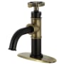 Kingston Brass Fuller 1.2 GPM Single Hole Bathroom Faucet with Pop-Up Drain Assembly Matte Black / Antique Brass