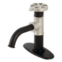 Kingston Brass Belknap 1.2 GPM Deck Mounted Single Hole Bathroom Faucet with Pop-Up Drain Assembly - Includes Escutcheon Matte Black / Polished Nickel