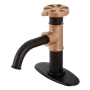 Kingston Brass Belknap 1.2 GPM Deck Mounted Single Hole Bathroom Faucet with Pop-Up Drain Assembly - Includes Escutcheon Matte Black / Rose Gold