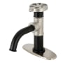 Kingston Brass Belknap 1.2 GPM Deck Mounted Single Hole Bathroom Faucet with Pop-Up Drain Assembly - Includes Escutcheon Matte Black / Brushed Nickel