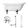 Kingston Brass Aqua Eden 67" Free Standing Acrylic, Aluminum, and Brass Soaking Tub with Tub Filler, Reversible Drain, Drain Assembly, and Overflow White / Polished Chrome Feet