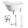 Kingston Brass Aqua Eden 67" Free Standing Acrylic, Aluminum, and Brass Soaking Tub with Tub Filler, Reversible Drain, Drain Assembly, and Overflow White / Brushed Nickel Feet