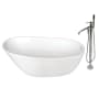 Kingston Brass Aqua Eden 59" Free Standing Acrylic Soaking Tub with Tub Filler, Reversible Drain, Drain Assembly, and Overflow White / Polished Chrome