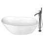 Kingston Brass Aqua Eden 59" Free Standing Acrylic Soaking Tub with Tub Filler, Reversible Drain, Drain Assembly, and Overflow White / Oil Rubbed Bronze