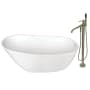 Kingston Brass Aqua Eden 59" Free Standing Acrylic Soaking Tub with Tub Filler, Reversible Drain, Drain Assembly, and Overflow White / Brushed Nickel