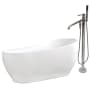 Kingston Brass Aqua Eden 71" Free Standing Acrylic Soaking Tub with Tub Filler, Reversible Drain, Drain Assembly, and Overflow White / Polished Chrome