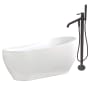 Kingston Brass Aqua Eden 71" Free Standing Acrylic Soaking Tub with Tub Filler, Reversible Drain, Drain Assembly, and Overflow White / Oil Rubbed Bronze