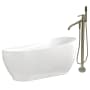Kingston Brass Aqua Eden 71" Free Standing Acrylic Soaking Tub with Tub Filler, Reversible Drain, Drain Assembly, and Overflow White / Brushed Nickel