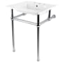 Kingston Brass Addington 25-3/16" Rectangular Ceramic Console Bathroom Sink with Overflow and 3 Faucet Holes at 8" Centers White / Polished Chrome