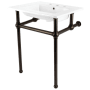Kingston Brass Addington 25-3/16" Rectangular Ceramic Console Bathroom Sink with Overflow and 3 Faucet Holes at 8" Centers White / Oil Rubbed Bronze