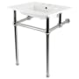 Kingston Brass Addington 25-3/16" Rectangular Ceramic Console Bathroom Sink with Overflow and 3 Faucet Holes at 8" Centers White / Polished Nickel