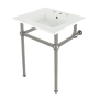 Kingston Brass Addington 25-3/16" Rectangular Ceramic Console Bathroom Sink with Overflow and 3 Faucet Holes at 8" Centers White / Brushed Nickel