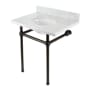 Kingston Brass Addington 30" Rectangular Brass, Marble Console Bathroom Sink with Overflow and 3 Faucet Holes at 8" Centers Marble White / Oil Rubbed Bronze