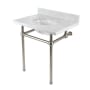Kingston Brass Addington 30" Rectangular Brass, Marble Console Bathroom Sink with Overflow and 3 Faucet Holes at 8" Centers Marble White / Brushed Nickel
