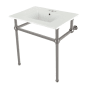Kingston Brass Addington 31-1/8" Rectangular Brass, Ceramic Console Bathroom Sink with Overflow and 3 Faucet Holes at 4" Centers White / Brushed Nickel