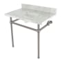 Kingston Brass Addington 36" Rectangular Brass, Marble Console Bathroom Sink with Overflow and 3 Faucet Holes at 8" Centers Marble White / Brushed Nickel
