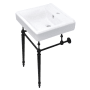 Kingston Brass Edwardian 20" Rectangular Brass, Ceramic Console Bathroom Sink with Overflow and Single Faucet Hole White / Matte Black