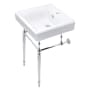 Kingston Brass Edwardian 20" Rectangular Brass, Ceramic Console Bathroom Sink with Overflow and Single Faucet Hole White / Polished Chrome