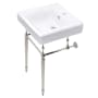 Kingston Brass Edwardian 20" Rectangular Brass, Ceramic Console Bathroom Sink with Overflow and Single Faucet Hole White / Polished Nickel