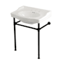 Kingston Brass Victorian 29-15/16" Rectangular Ceramic, Stainless Steel Wall Mounted Bathroom Sink with Overflow and 3 Faucet Holes at 8" Centers White / Matte Black