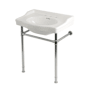 Kingston Brass Victorian 29-15/16" Rectangular Ceramic, Stainless Steel Wall Mounted Bathroom Sink with Overflow and 3 Faucet Holes at 8" Centers White / Polished Chrome