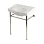 Kingston Brass Victorian 29-15/16" Rectangular Ceramic, Stainless Steel Wall Mounted Bathroom Sink with Overflow and 3 Faucet Holes at 8" Centers White / Polished Nickel