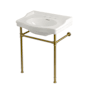 Kingston Brass Victorian 29-15/16" Rectangular Ceramic, Stainless Steel Wall Mounted Bathroom Sink with Overflow and 3 Faucet Holes at 8" Centers White / Brushed Brass
