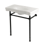 Kingston Brass Imperial 35-13/16" Rectangular Ceramic and Stainless Steel Console Bathroom Sink Set with Overflow and 3 Faucet Holes at 8" Centers White / Matte Black