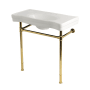 Kingston Brass Imperial 35-13/16" Rectangular Ceramic and Stainless Steel Console Bathroom Sink Set with Overflow and 3 Faucet Holes at 8" Centers White / Polished Brass