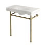 Kingston Brass Imperial 35-13/16" Rectangular Ceramic and Stainless Steel Console Bathroom Sink Set with Overflow and 3 Faucet Holes at 8" Centers White / Brushed Brass