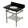 Kingston Brass Templeton 30" Rectangular Brass, Granite Console Bathroom Sink with Overflow and 3 Faucet Holes at 8" Centers Black Granite / Brushed Nickel